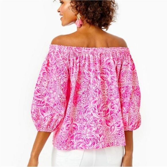 Lilly Pulitzer Winifred Top - Pinata Pink New Blooms on the Bloc - Size XL - NWT - Picture 2 of 7